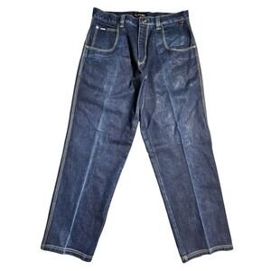 Vintage FUBU The Collection Baggy Jeans 38x34 Dark Wash 90s Hip Hop Skater